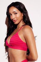 Chevron Lace Triangle Bralette bras wireless best bras for women pink side