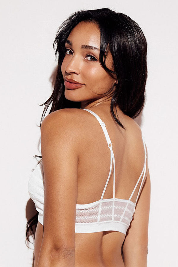 Chevron Lace Triangle Bralette bras wireless best bras for women white back