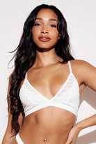 Chevron Lace Triangle Bralette bras wireless best bras for women white front
