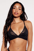 Chevron Lace Triangle Bralette bras wireless best bras for women black front