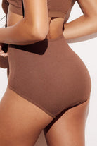 Ribbed High-Waist Brief underwear panties brown back