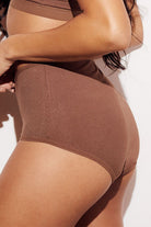 Ribbed High-Waist Brief underwear panties brown side