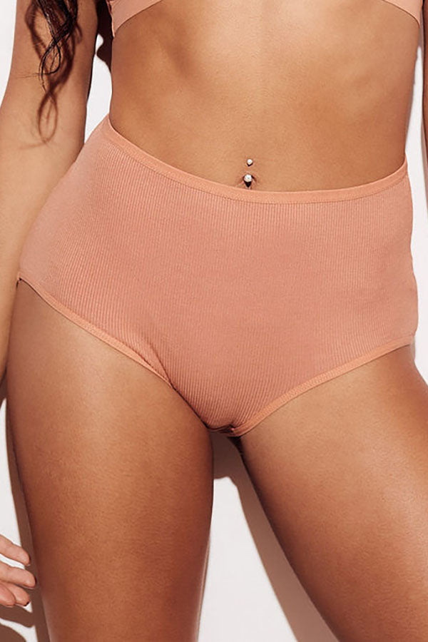 Ribbed High-Waist Brief underwear panties nude front
