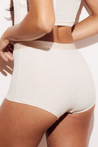 Ribbed Soft Button Boy Short Underwear Panties White Back