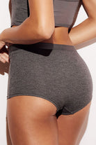 Ribbed Soft Button Boy Short Underwear Panties Gray Back
