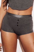 Ribbed Soft Button Boy Short Underwear Panties Gray Front