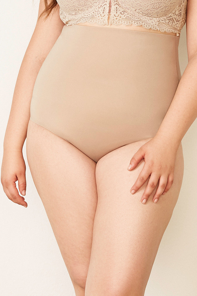 Seamless Shapewear Briefs high waisted control pants tummy control seamfree nude plus size front