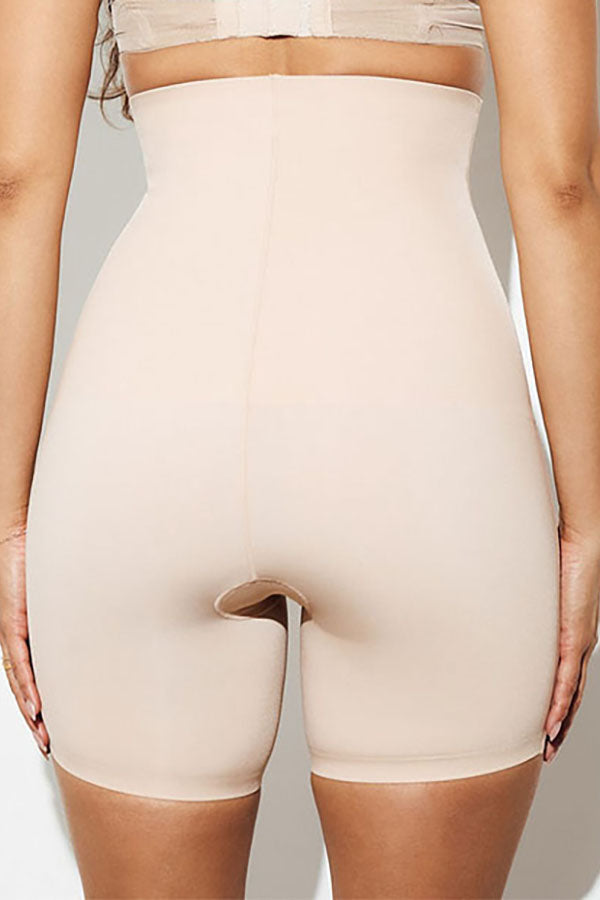 Seamless High Waisted Shorts shapewear mid thigh tummy control shaper short nude back