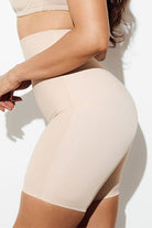 Seamless High Waisted Shorts shapewear mid thigh tummy control shaper short nude side
