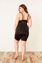 Seamless High Waisted Shorts shapewear mid thigh tummy control shaper short plus size black back