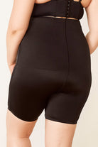 Seamless High Waisted Shorts shapewear mid thigh tummy control shaper short plus size black close up