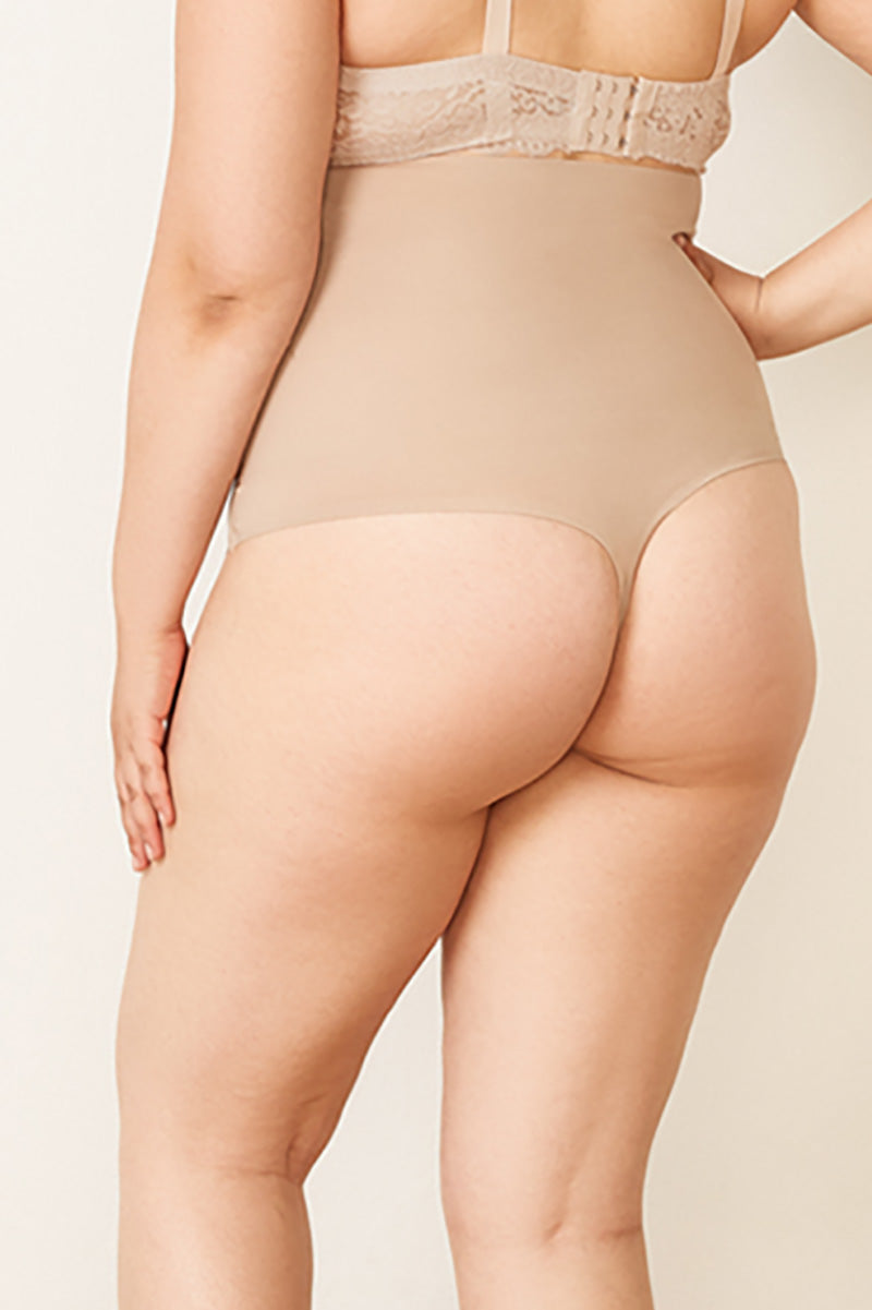 Seamless Shapewear Thong sculpt shaping tummy control g string nude plus size full body back
