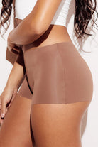 Raw-Edge Laser Cut Seamless Boy Short Underwear Panties Mocha Side