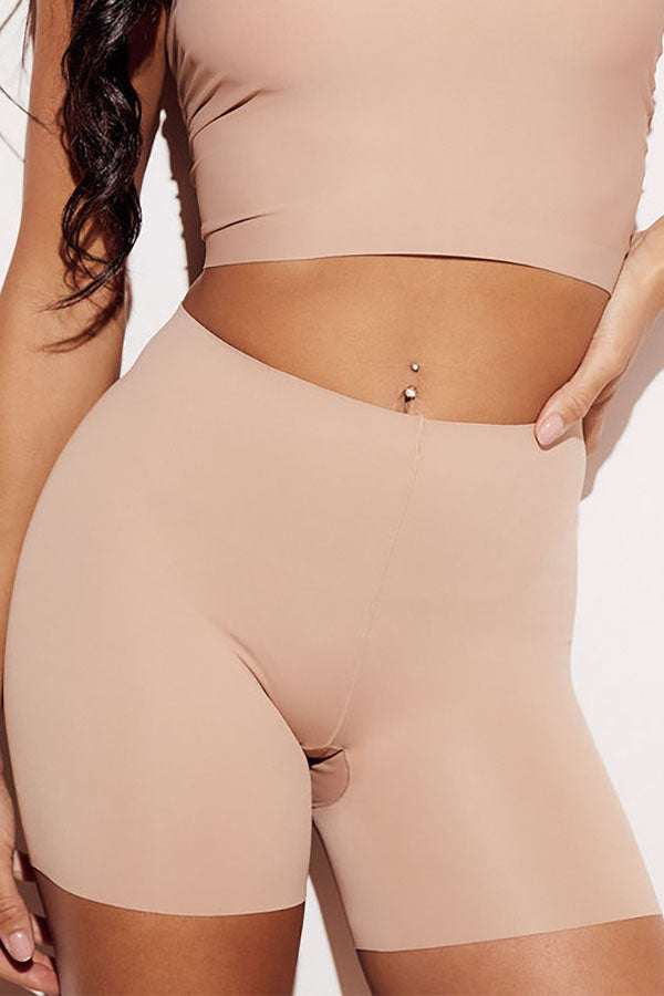 Raw-Edge Laser Cut Seamless Panty Short shortie boyshorts underwear panties nude front