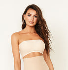Laser Cut Bandeau Bra strapless white nude front
