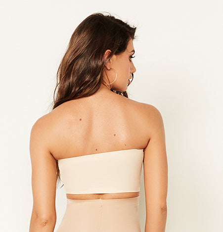 Laser Cut Bandeau Bra strapless white nude back