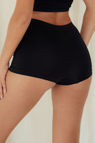 Seamless High Waist Short Underwear Panties Black Back
