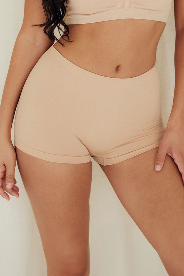 Seamless High Waist Short Underwear Panties Nude Front