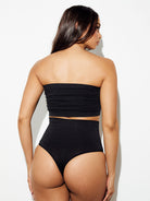 Midrise Shapewear Thong tummy control g string seamless body shaper waist trainer black full body back