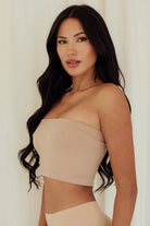 bandeau brassiere bralet bralette strapless shirt top stretch nude side