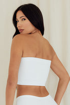 bandeau brassiere bralet bralette strapless shirt top stretch white back