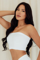 bandeau brassiere bralet bralette strapless shirt top stretch white side