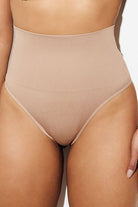 Midrise Shapewear Thong tummy control g string seamless body shaper waist trainer nude front