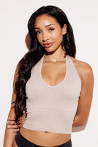 Ribbed Halter Top tank top knit crop top nude front