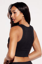 Ribbed Deep V Bralette bandeau plunging tank black back