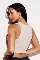 Ribbed Deep V Bralette bandeau plunging tank nude back