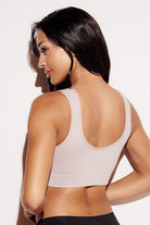 Ribbed Scoop Neck Bralette wide neck seamless nude back