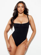 Slimming Bodysuit Thong shapewear tummy control slim wear body sculpting underwear tank top black front