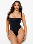 Slimming Bodysuit Panties shapewear tummy control body sculpting underwear top black front