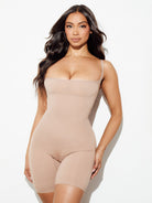 Seamless Shapewear Mid Thigh Bodysuit tummy control slimming slim wear best slimming bodysuits nude full body front