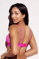 Honeycomb Mesh Triangle Bralette wireless best bralettes small bus bras pink back