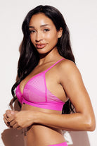 Honeycomb Mesh Triangle Bralette wireless best bralettes small bus bras pink side