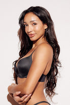 Ribbed Laser Cut Bra bralette underwire black side
