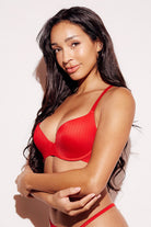 Ribbed Laser Cut Bra bralette underwire red side