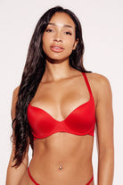 Ribbed Laser Cut Bra bralette underwire red front