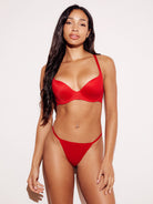 Ribbed Laser Cut Bra bralette underwire red full body