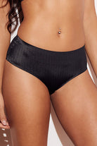 Ribbed Laser Cut Panties underwear cheeky black front