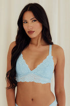 Floral Jacquard Strappy Racerback Bralette wireless best bras for women blue front