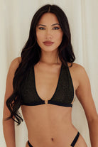 Metallic Lace Triangle Bralette bra best bras for women black front