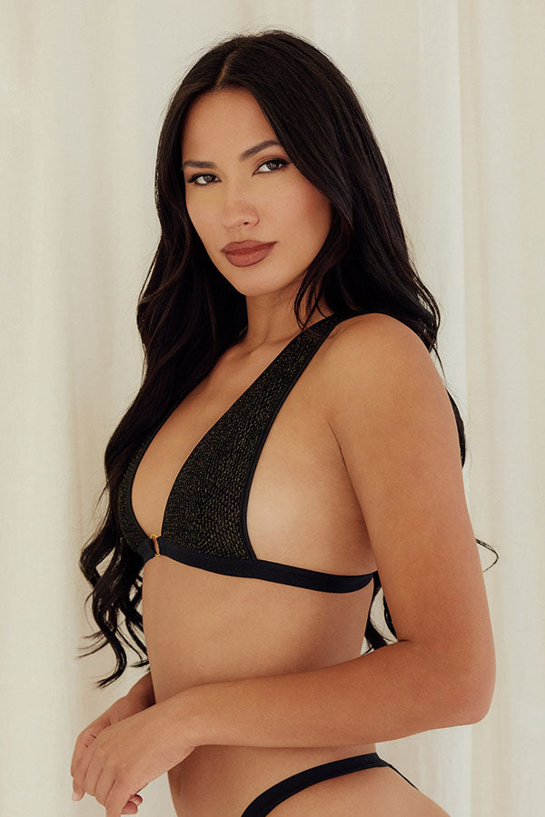 Metallic Lace Triangle Bralette bra best bras for women black side