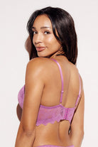 Geometric Lace Push-Up Longline Bra push up pushup lifting purple back