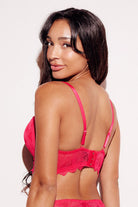 Geometric Lace Push-Up Longline Bra push up pushup lifting red back