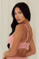Lace Underwire Bra balconette push up best bras for women polka dot pink back